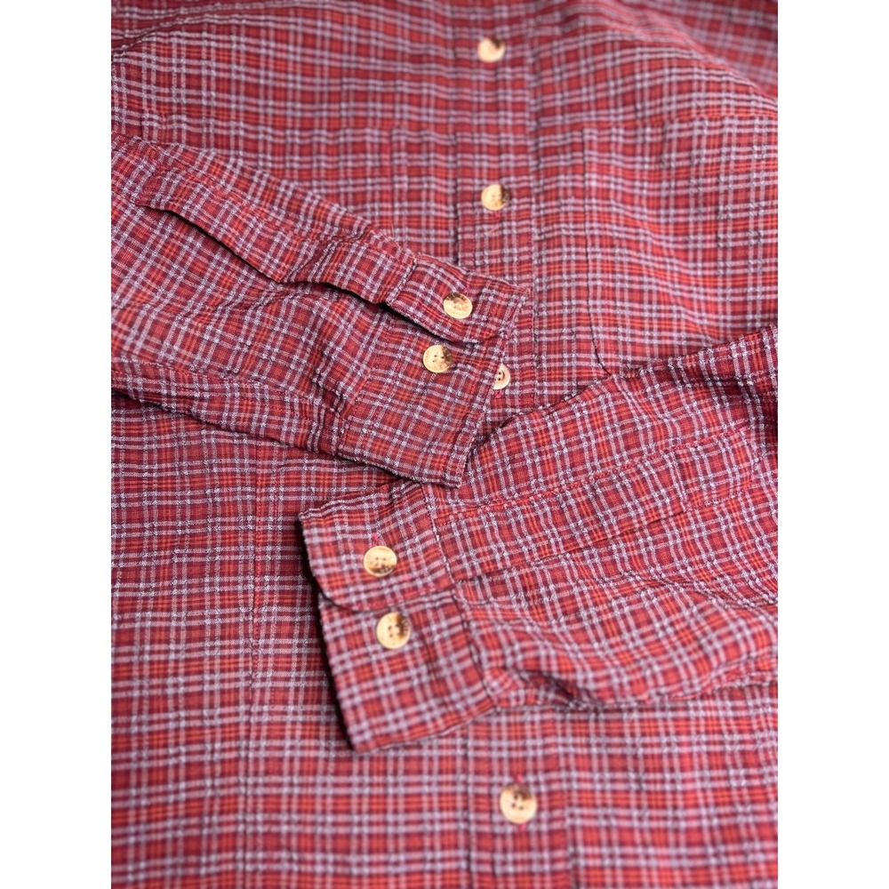 L.L. Bean Shirt Womens Medium Purple Plaid Roll-Tab Sleeve Outdoor Casual VTG - Picture 8 of 8